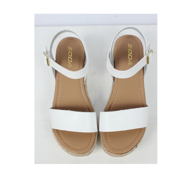 White Open Toe Ankle Strap Espadrille Sandal - Picture 4 of 6